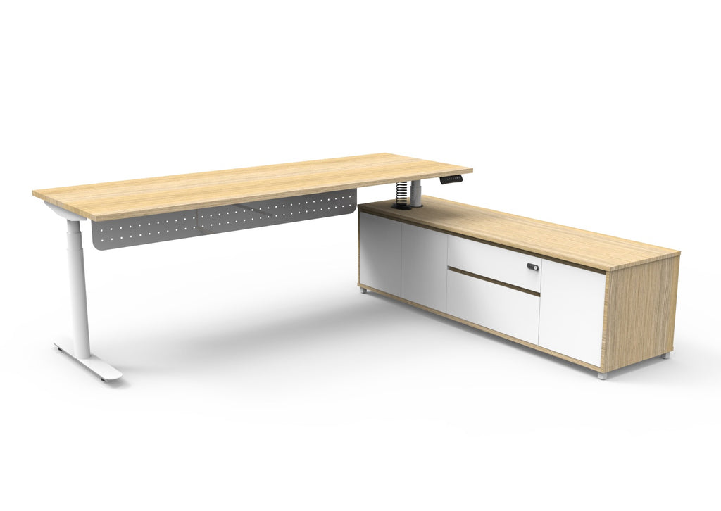 Halo+ Executive Height Adjustable Desk with Side Cabinet - configuration image