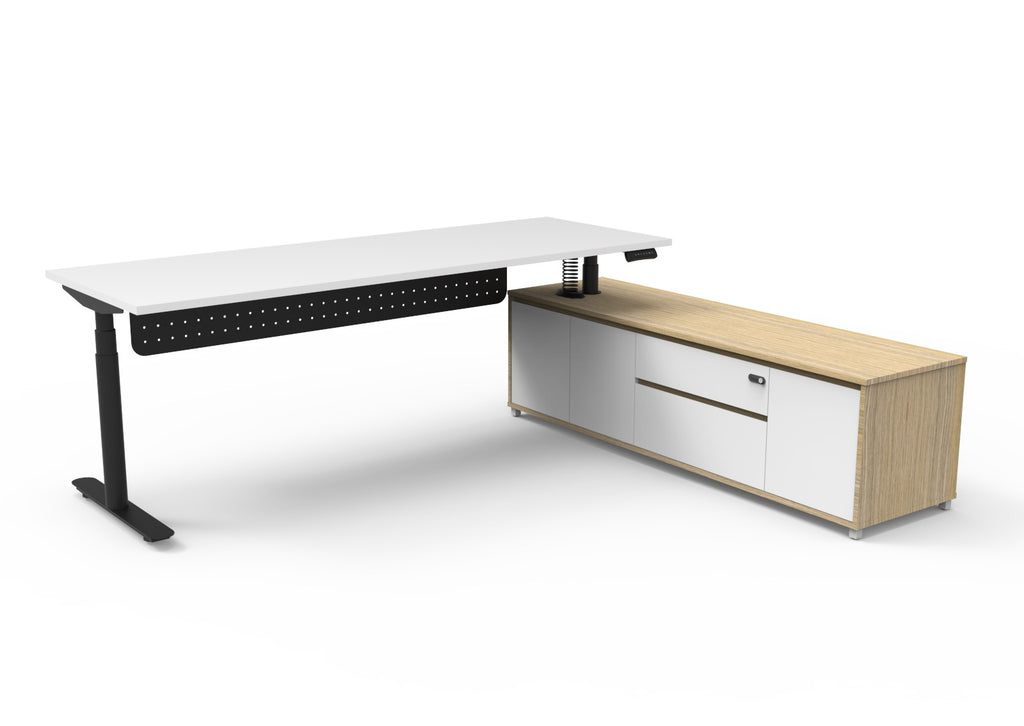 Halo+ Executive Height Adjustable Desk with Side Cabinet - configuration image