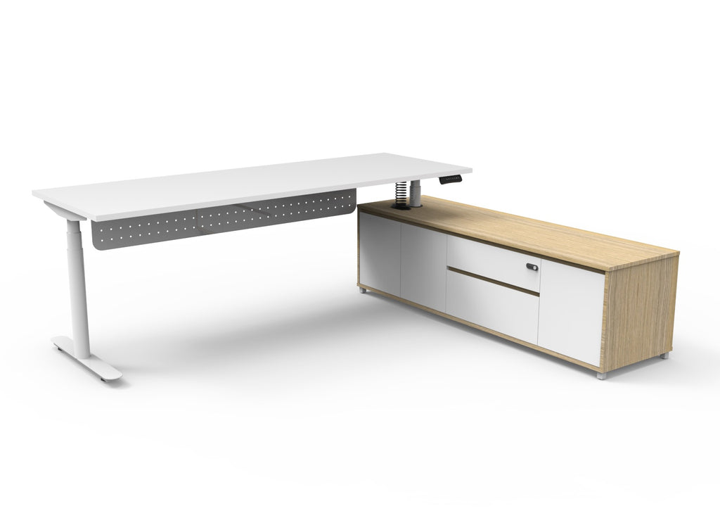 Halo+ Executive Height Adjustable Desk with Side Cabinet - configuration image
