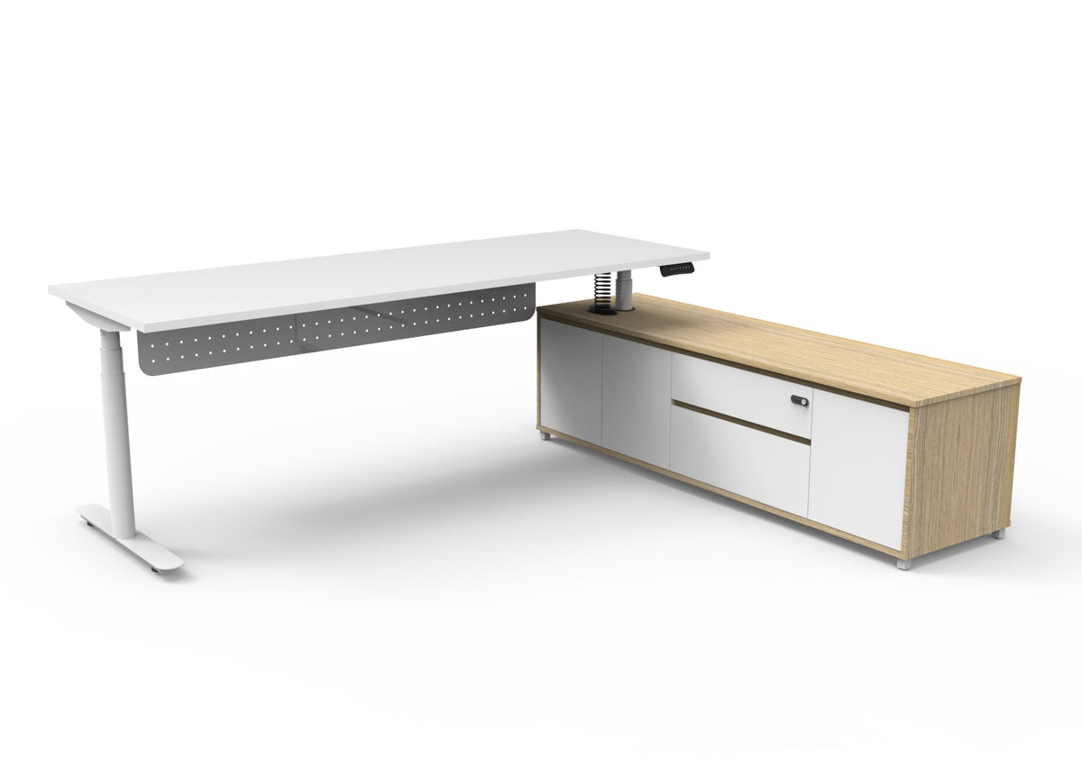 Halo+ Executive Height Adjustable Desk with Side Cabinet - configuration image