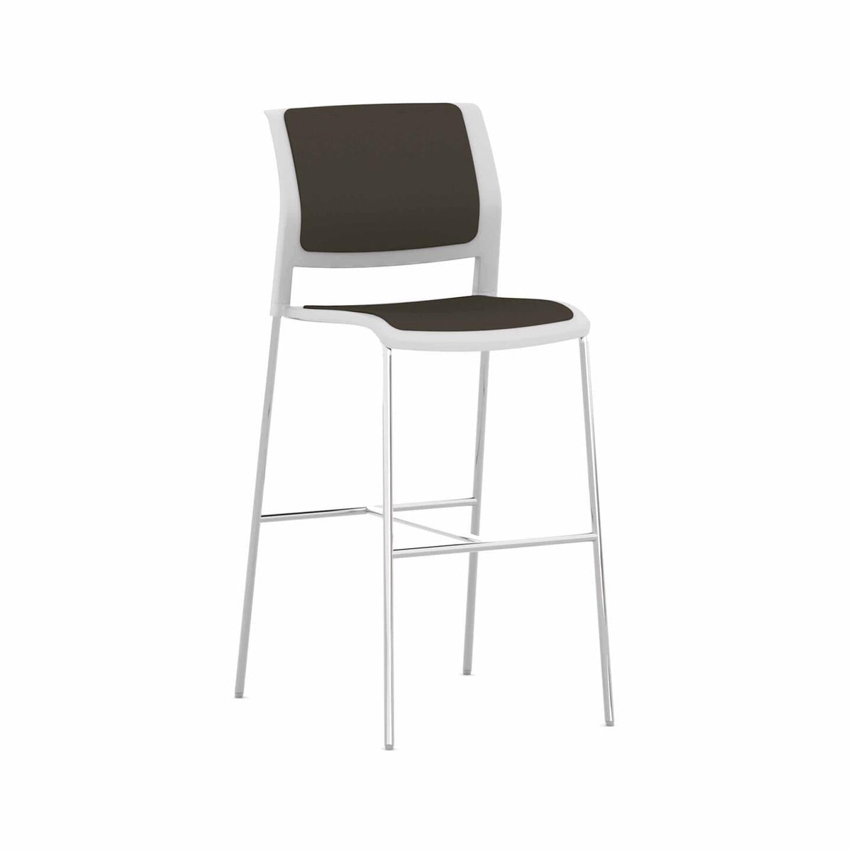 Game Chair Barstool – Fully Upholstered — Chrome, White, Slate Grey #CM510