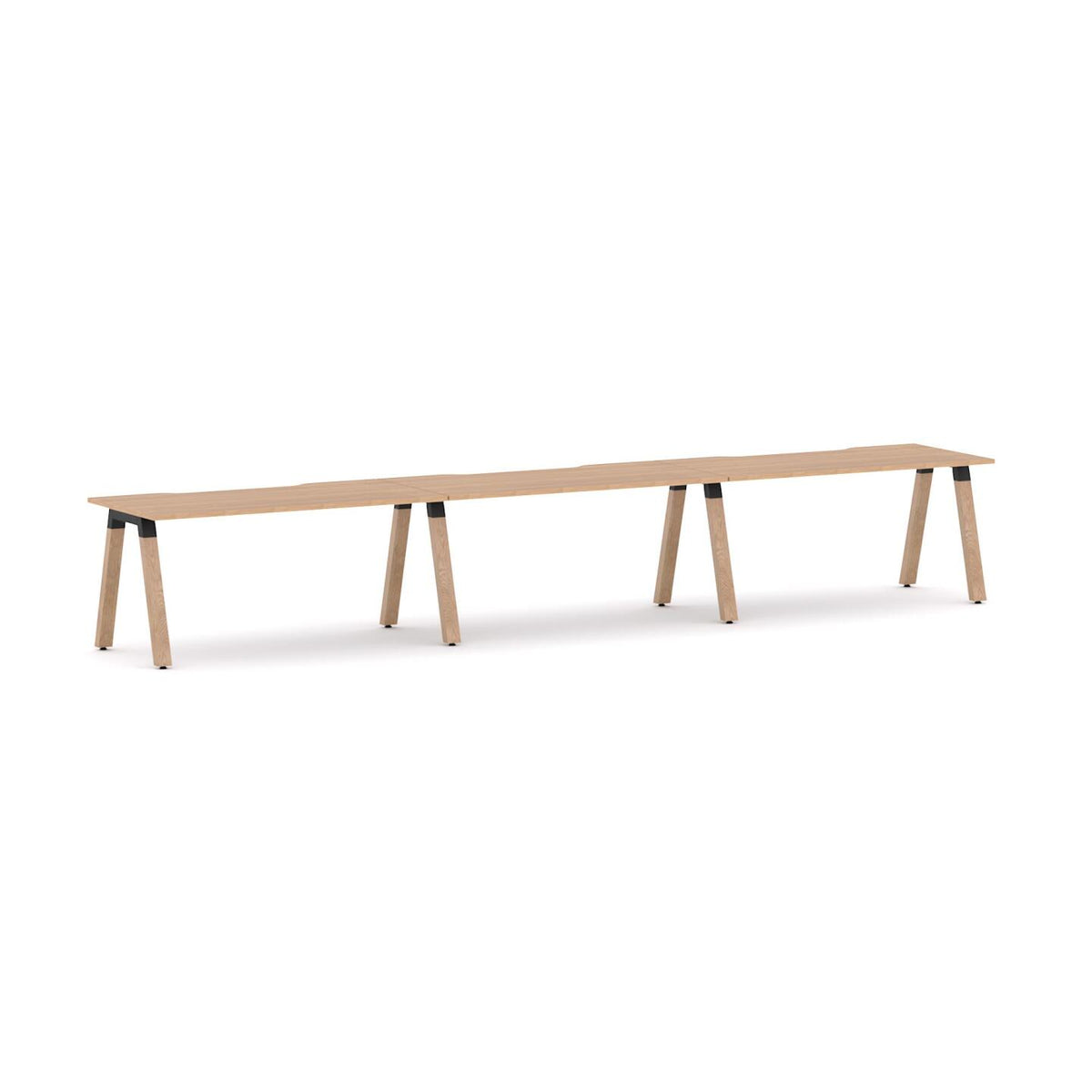 Plantation 3-User Single-Sided Workstation — Black, Sublime Teak