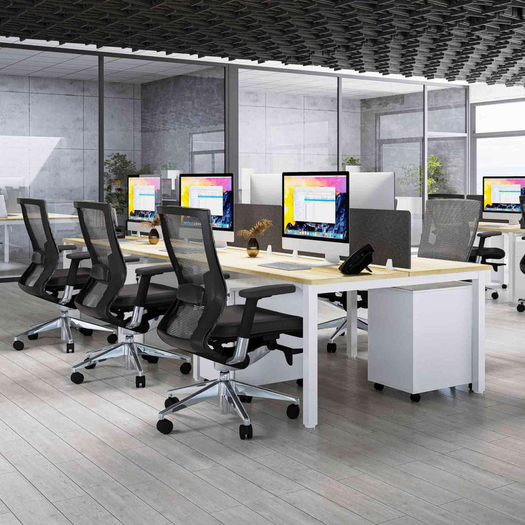 Axis 6-User Double-Sided Workstation with AcoustiQ Screen - alternate view, size or finish; optional items may be shown