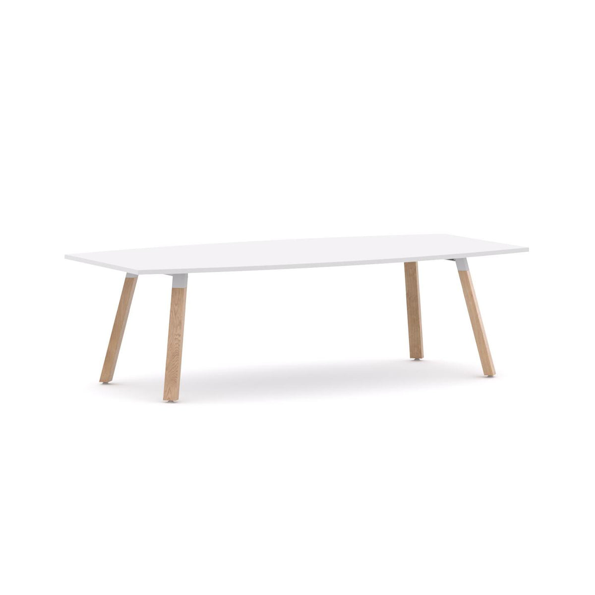 Plantation Boardroom Table 4-Leg — Solid Oak With White Housing, Studio White