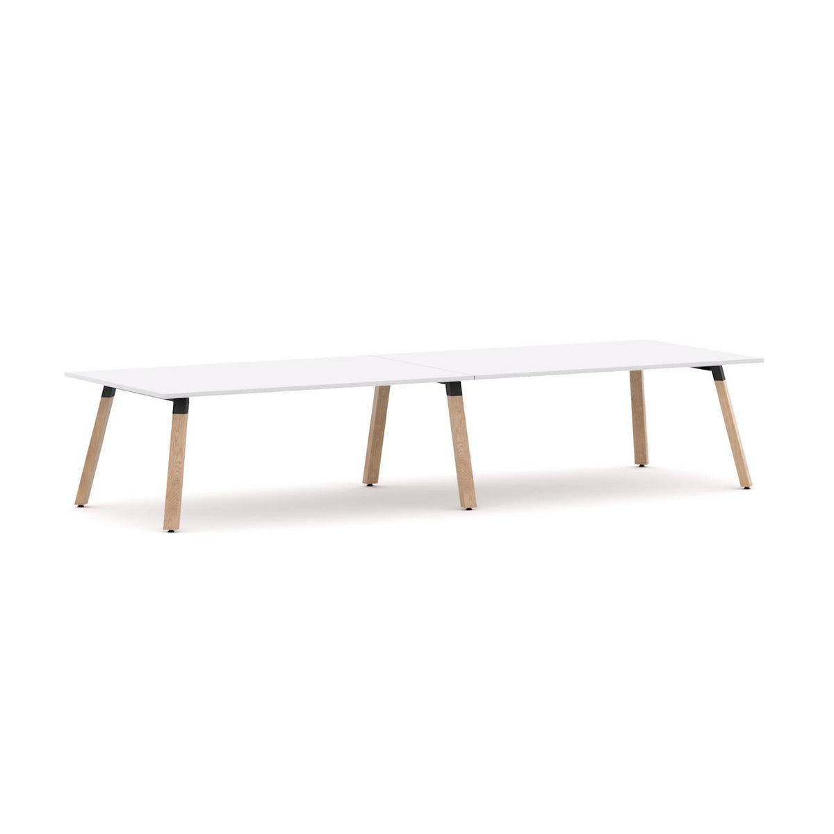 Plantation Boardroom Table 6-Leg — Solid Oak With Black Housing, Studio White