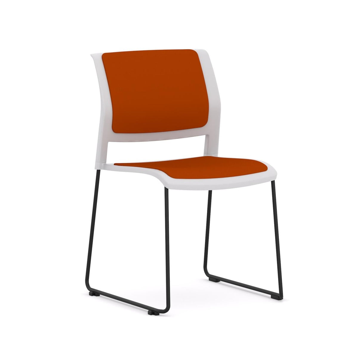 Game Chair Sled – Fully Upholstered — Black, White, Bright Orange #CM502