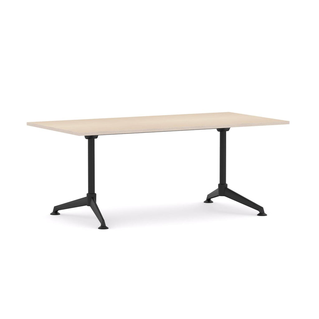 Modulus Boardroom Table Single Span, Single Post — All Black Powdercoat, Nordic Maple