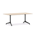 Modulus Boardroom Table Single Span, Single Post — All Black Powdercoat, Nordic Maple