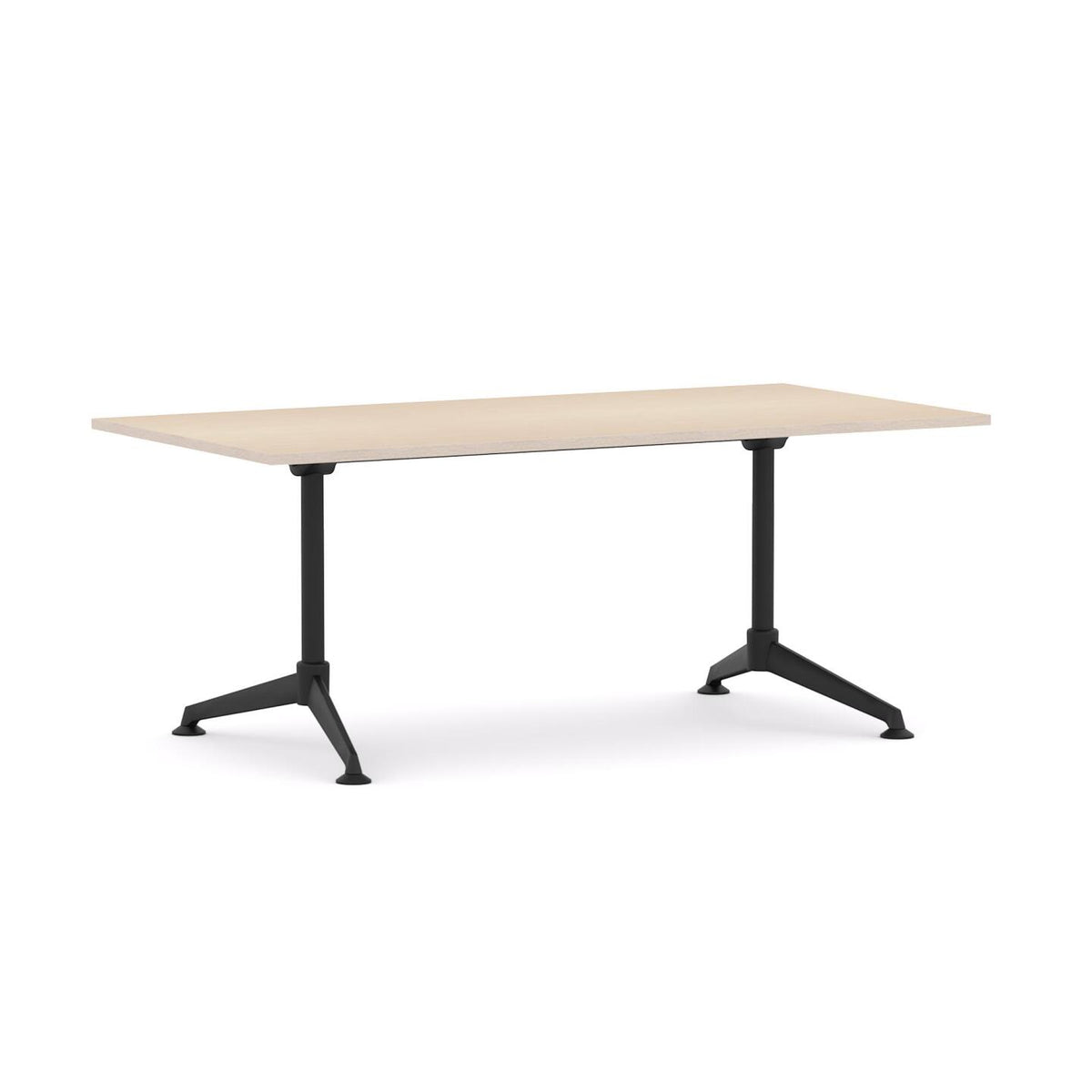Modulus Boardroom Table Single Span, Single Post — All Black Powdercoat, Nordic Maple