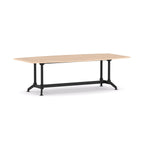 Modulus Boardroom Table Single Span, Twin Post — All Black Powdercoat, New Oak Matte