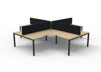 Infinity Profile Leg 4 Person Corner Workstation - Eco Panel Screen - Natural Oak Top & Black Base - Black
