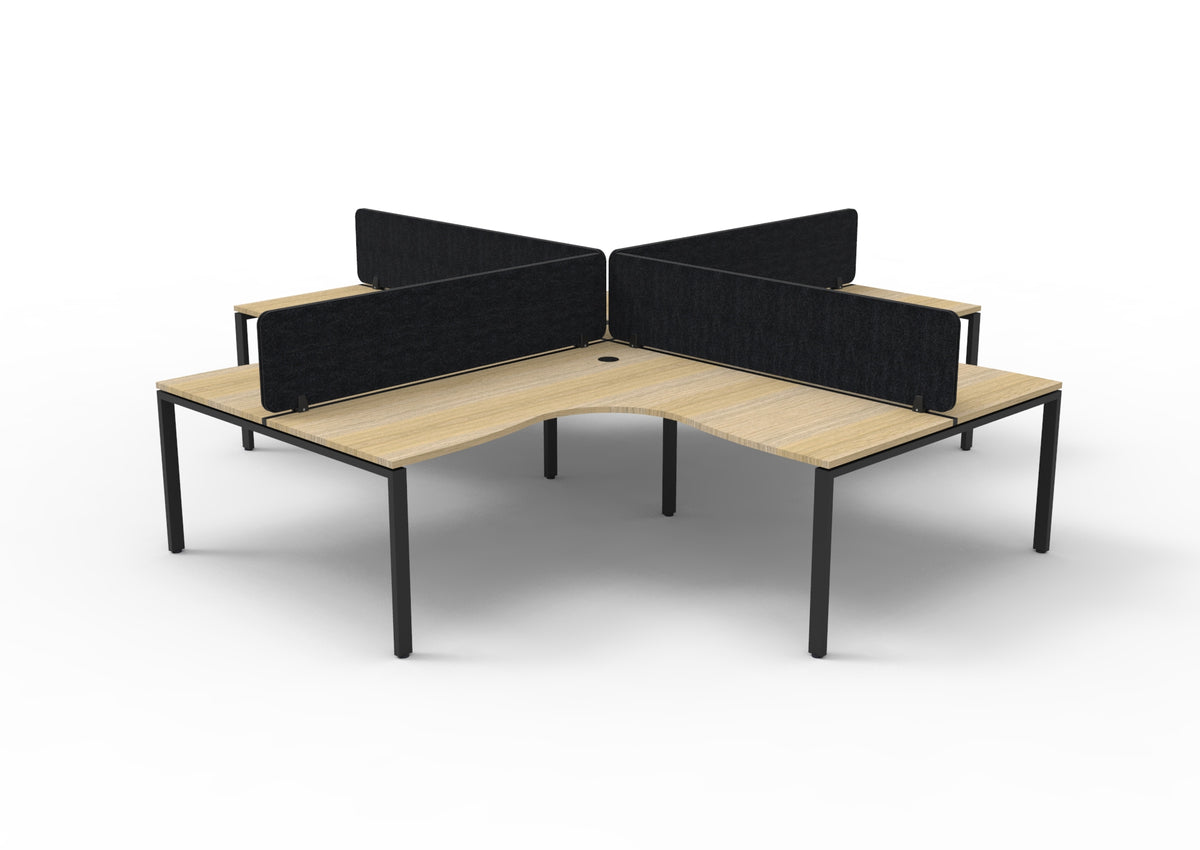 Infinity Profile Leg 4 Person Corner Workstation - Eco Panel Screen - Natural Oak Top & Black Base - Black