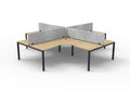 Infinity Profile Leg 4 Person Corner Workstation - Eco Panel Screen - Natural Oak Top & Black Base - Marble Grey