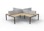Infinity Profile Leg 4 Person Corner Workstation - Eco Panel Screen - Natural Oak Top & Black Base - Marble Grey