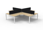 Infinity Profile Leg 4 Person Corner Workstation - Eco Panel Screen - Natural Oak Top & White Base - Black