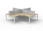 Infinity Profile Leg 4 Person Corner Workstation - Eco Panel Screen - Natural Oak Top & White Base - Marble Grey