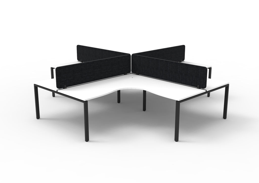 Infinity Profile Leg 4 Person Corner Workstation - Eco Panel Screen - Natural White Top & Black Base - Black
