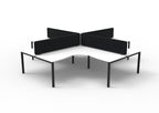 Infinity Profile Leg 4 Person Corner Workstation - Eco Panel Screen - Natural White Top & Black Base - Black