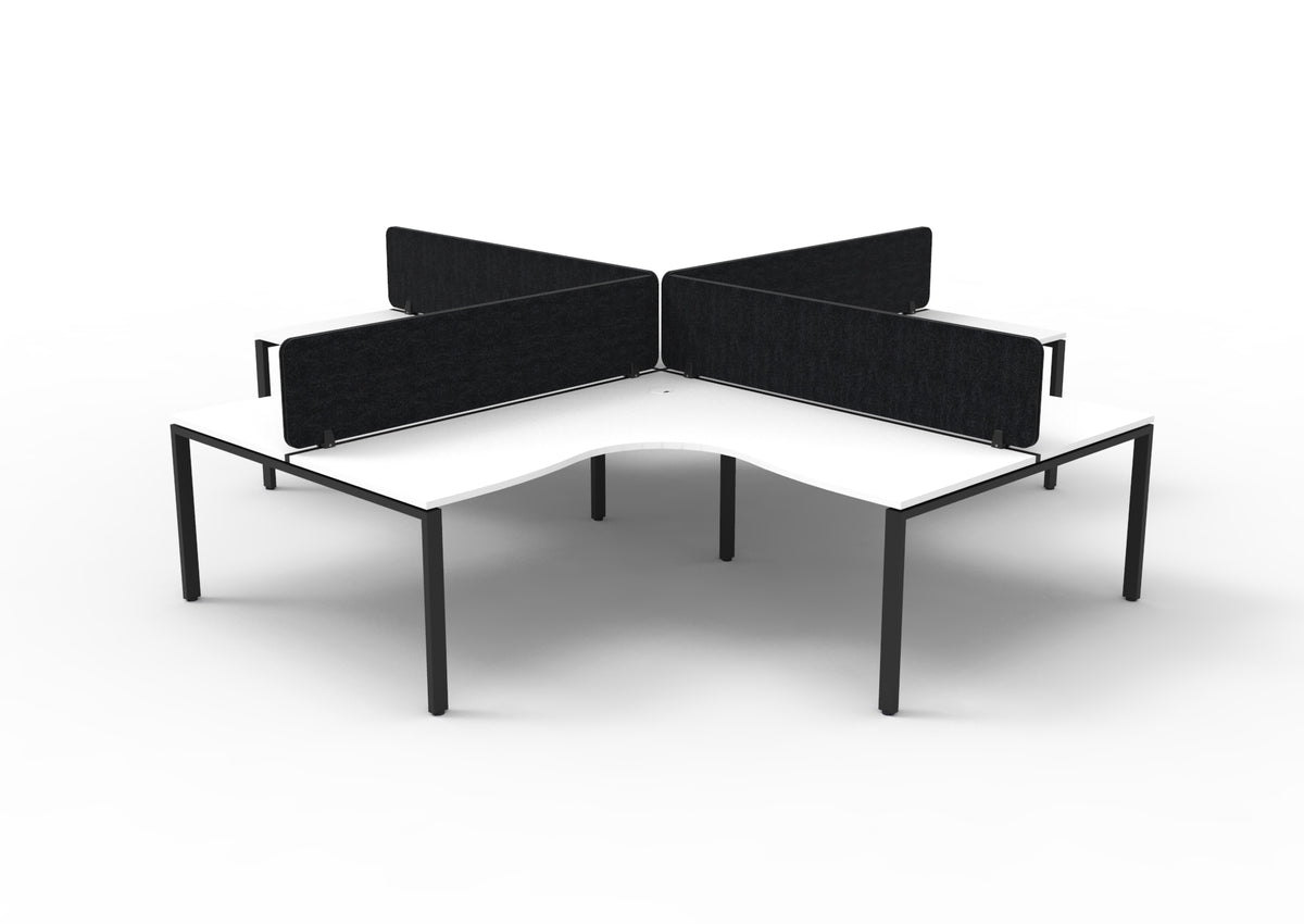 Infinity Profile Leg 4 Person Corner Workstation - Eco Panel Screen - Natural White Top & Black Base - Black