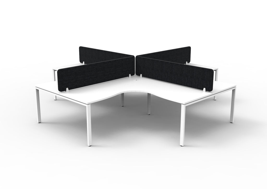 Infinity Profile Leg 4 Person Corner Workstation - Eco Panel Screen - Natural White Top & White Base - Black