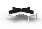 Infinity Profile Leg 4 Person Corner Workstation - Eco Panel Screen - Natural White Top & White Base - Black