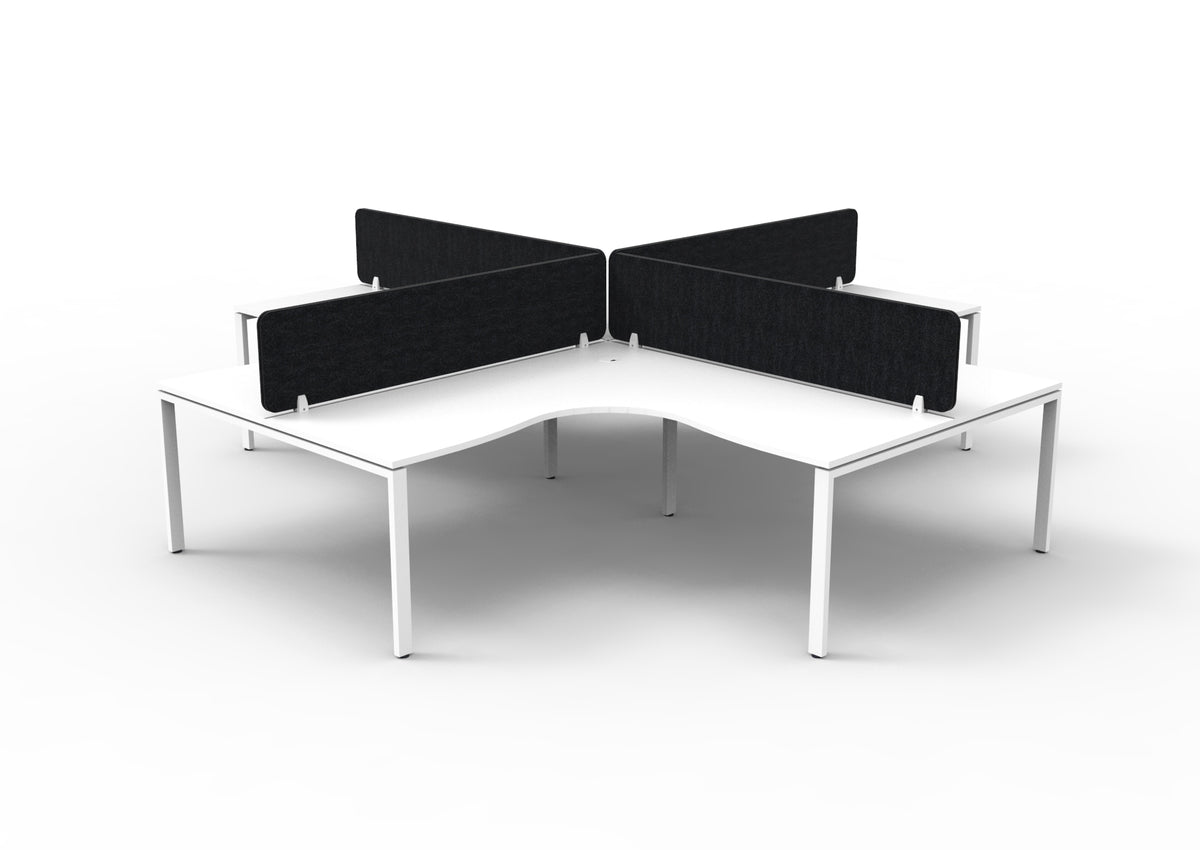 Infinity Profile Leg 4 Person Corner Workstation - Eco Panel Screen - Natural White Top & White Base - Black