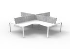 Infinity Profile Leg 4 Person Corner Workstation - Eco Panel Screen - Natural White Top & White Base - Marble Grey