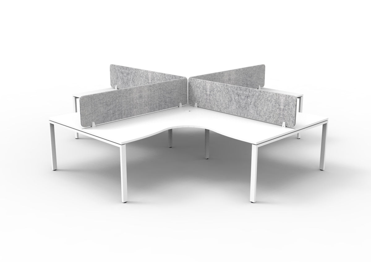 Infinity Profile Leg 4 Person Corner Workstation - Eco Panel Screen - Natural White Top & White Base - Marble Grey
