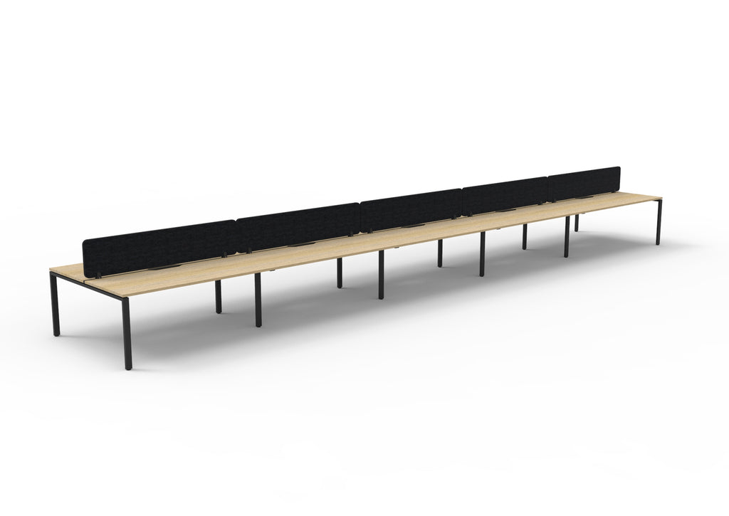 Infinity Profile Leg 10 Person Back To Back Workstation - Eco Panel Screen - Natural Oak Top & Black Base - Black