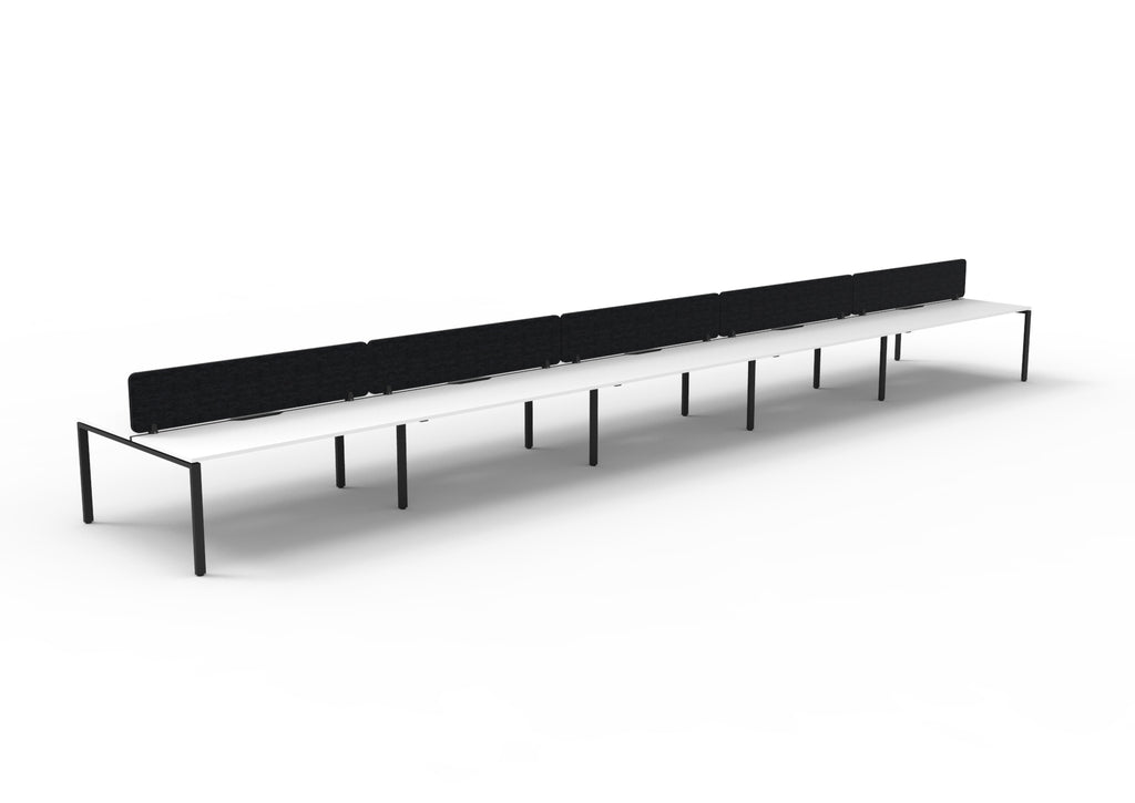 Infinity Profile Leg 10 Person Back To Back Workstation - Eco Panel Screen - Natural White Top & Black Base - Black