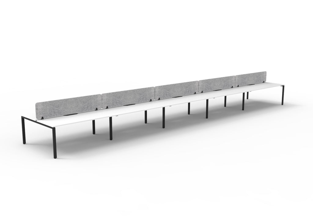 Infinity Profile Leg 10 Person Back To Back Workstation - Eco Panel Screen - Natural White Top & Black Base - Marble Grey