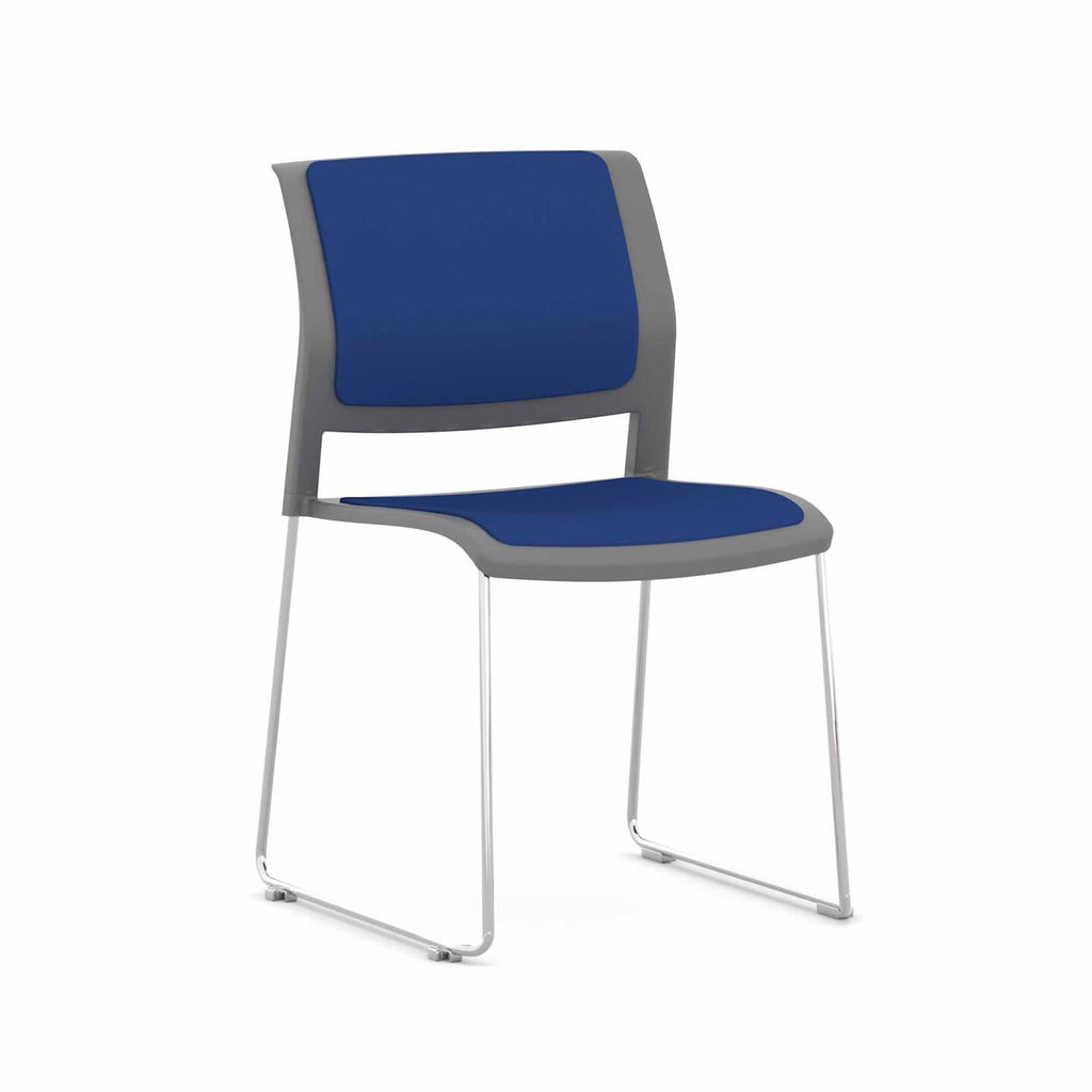 Game Chair Sled – Fully Upholstered — Chrome, Charcoal, Sky Blue #CM507