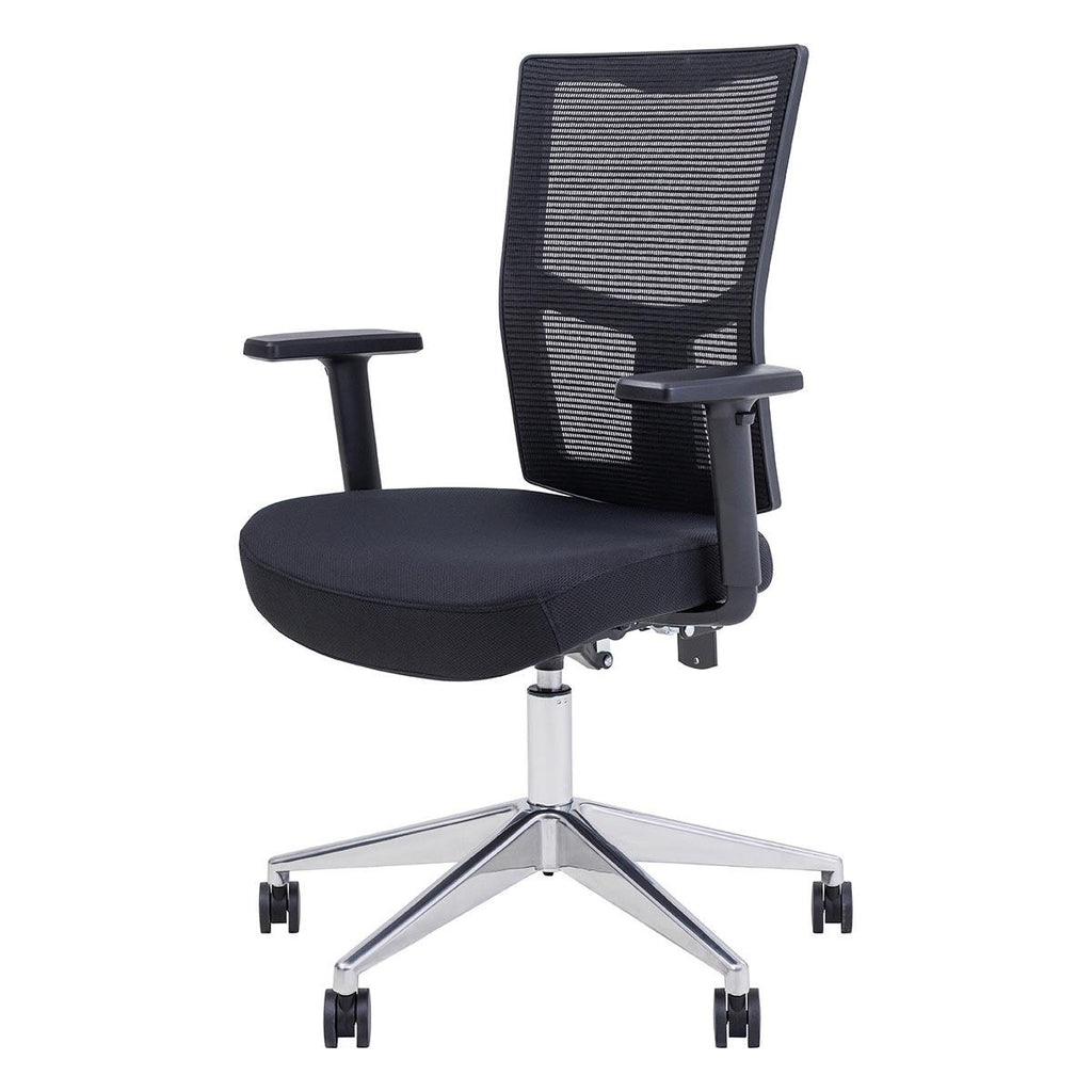 Urban Task Chair — Black / Polished Alloy Base, Adjustable Arms