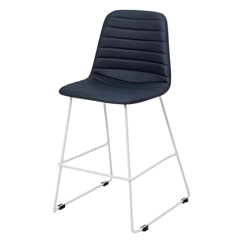 Sofia Kitchen Stool — White, P U Leather, Navy PU