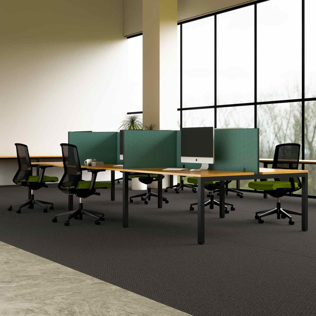 Axis 6-User Double-Sided Workstation with Edge25 Screen - alternate view, size or finish; optional items may be shown