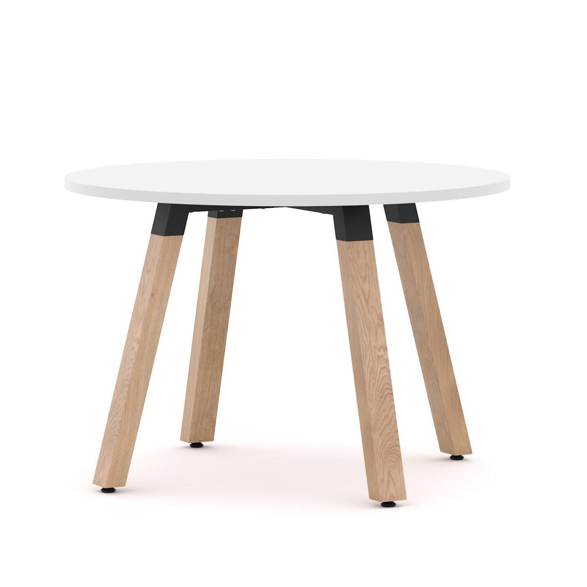 Plantation Boardroom Table 4-Leg — Solid Oak With Black Housing, Studio White