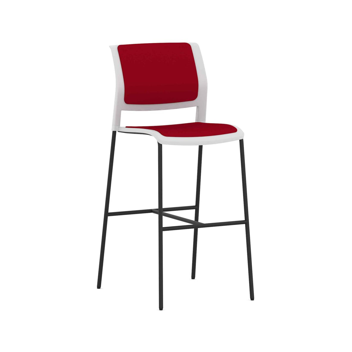 Game Chair Barstool – Fully Upholstered — Black, White, Tomato Red #CM501