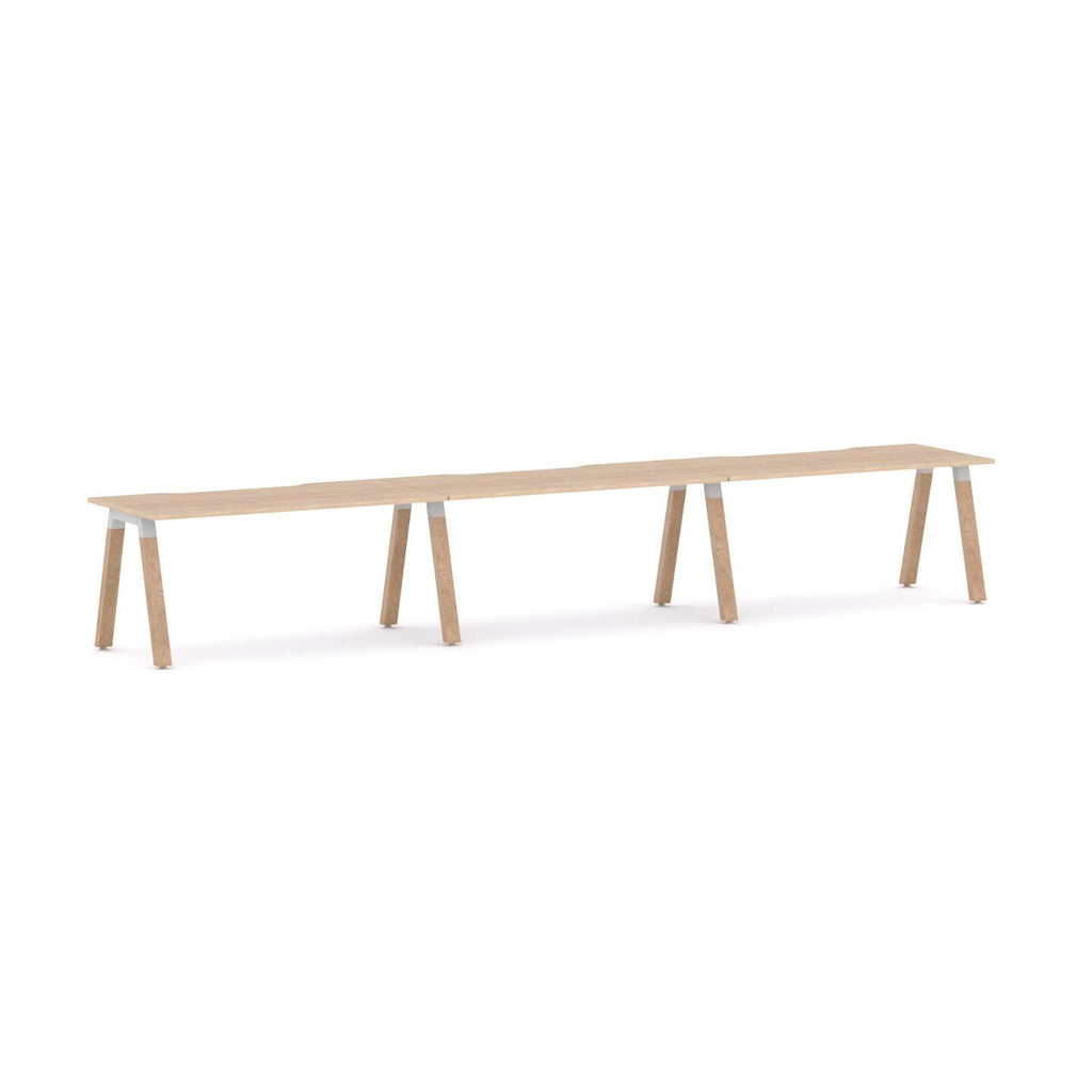 Plantation 3-User Single-Sided Workstation — White, Classic Oak