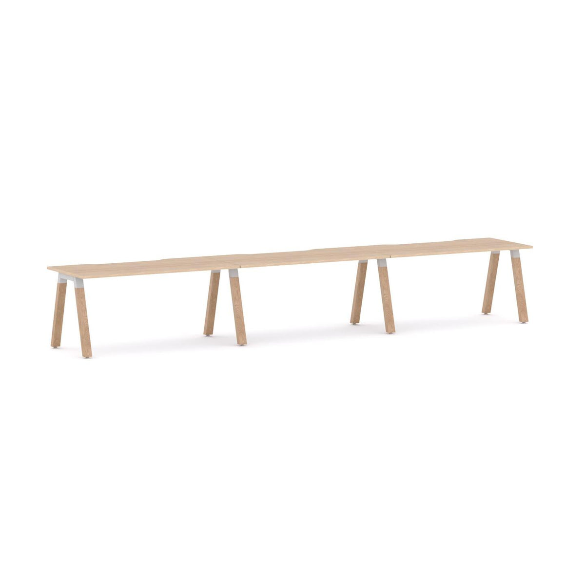 Plantation 3-User Single-Sided Workstation — White, Classic Oak