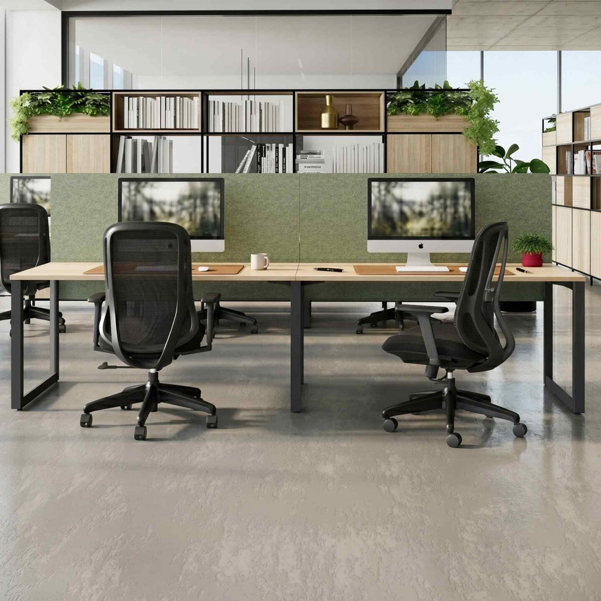 Anvil 2-User Single-Sided Workstation with AcoustiQ Screen - alternate view, size or finish; optional items may be shown