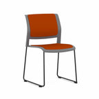 Game Chair Sled – Fully Upholstered — Black, Charcoal, Bright Orange #CM502