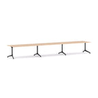 Modulus Boardroom Table Triple Span, Single Post — All Black Powdercoat, New Oak Ravine