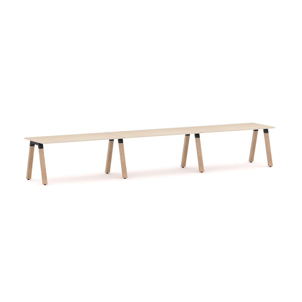 Plantation 3-User Single-Sided Workstation — Solid Oak With Black Housing, Nordic Maple