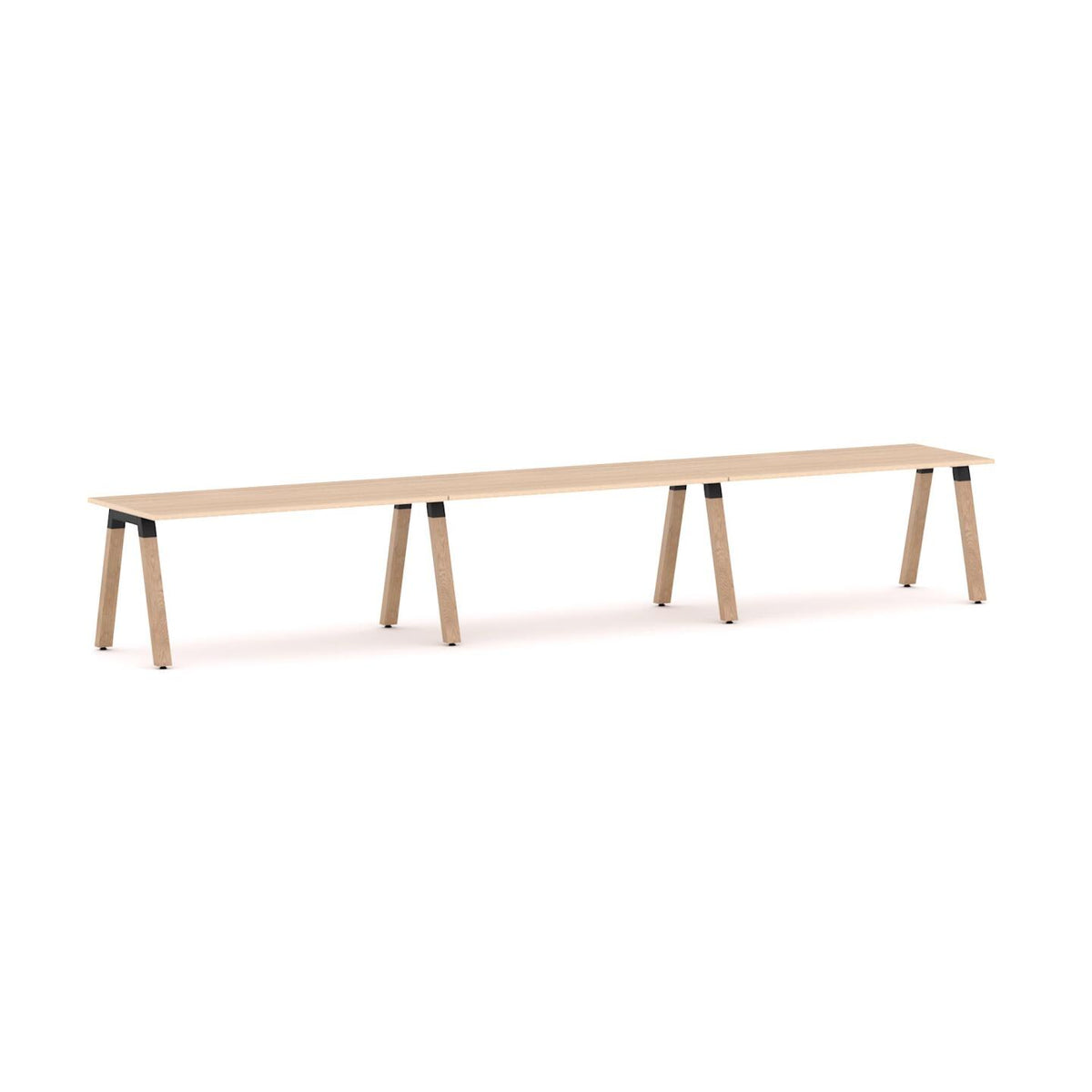 Plantation 3-User Single-Sided Workstation — Solid Oak With Black Housing, New Oak Matte