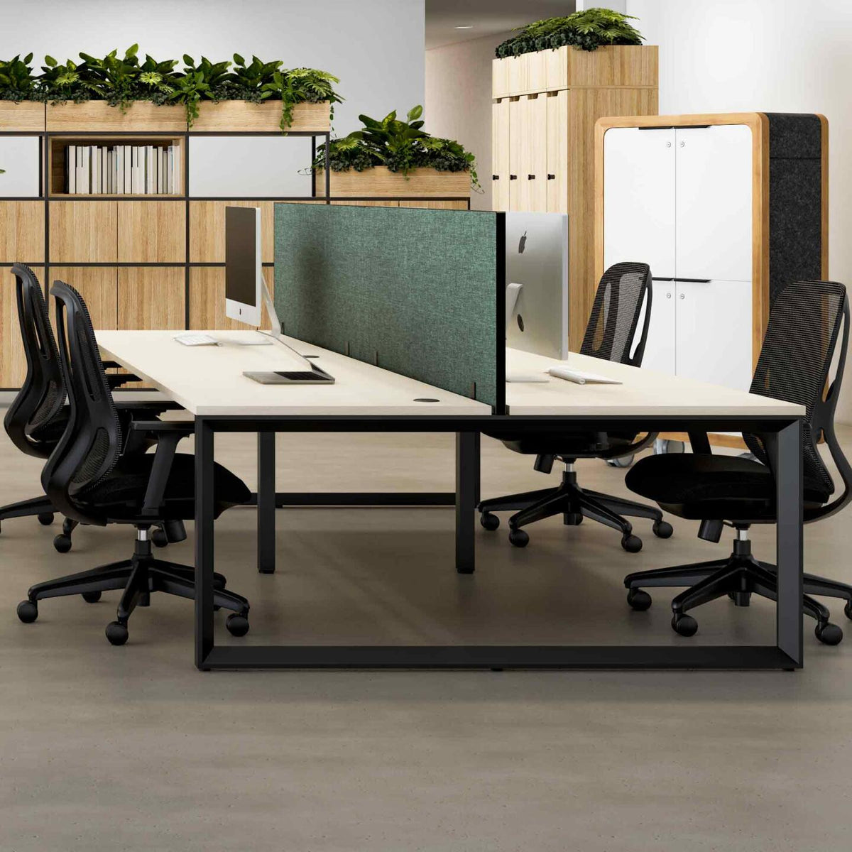 Anvil 4-User Double-Sided Workstation with Edge25 Screen - alternate view, size or finish; optional items may be shown