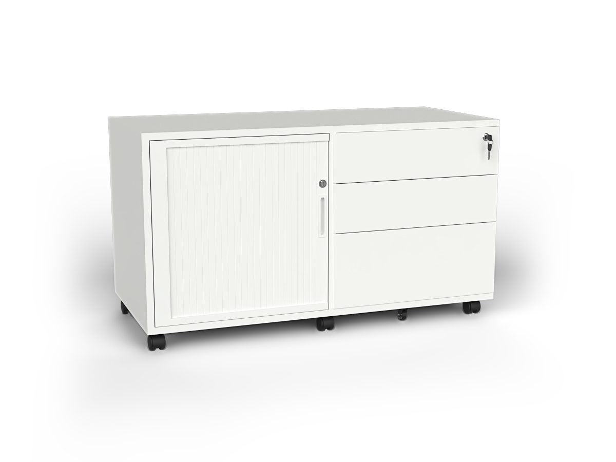 Agile Steel Caddy Tambour with 3 Drawers - alternate view, size or finish; optional items may be shown