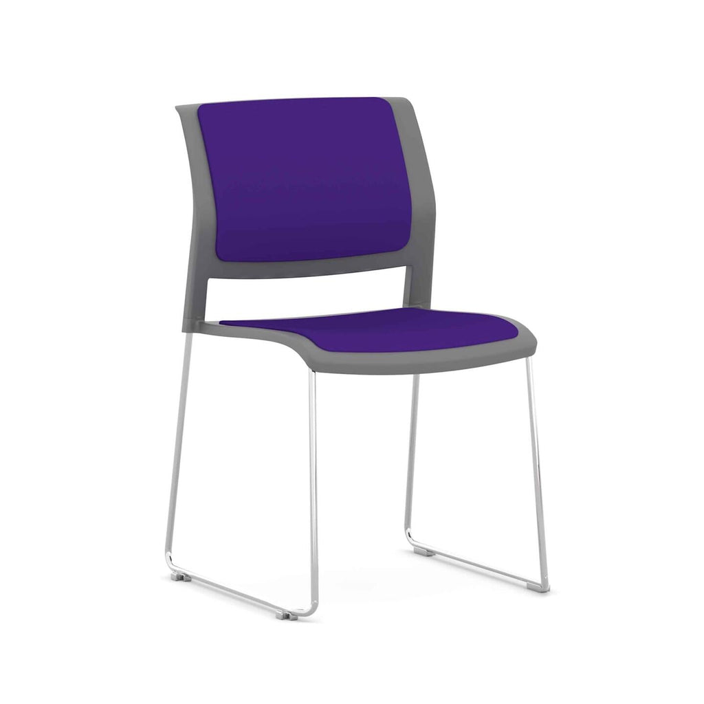 Game Chair Sled – Fully Upholstered — Chrome, Charcoal, Plum #CM514