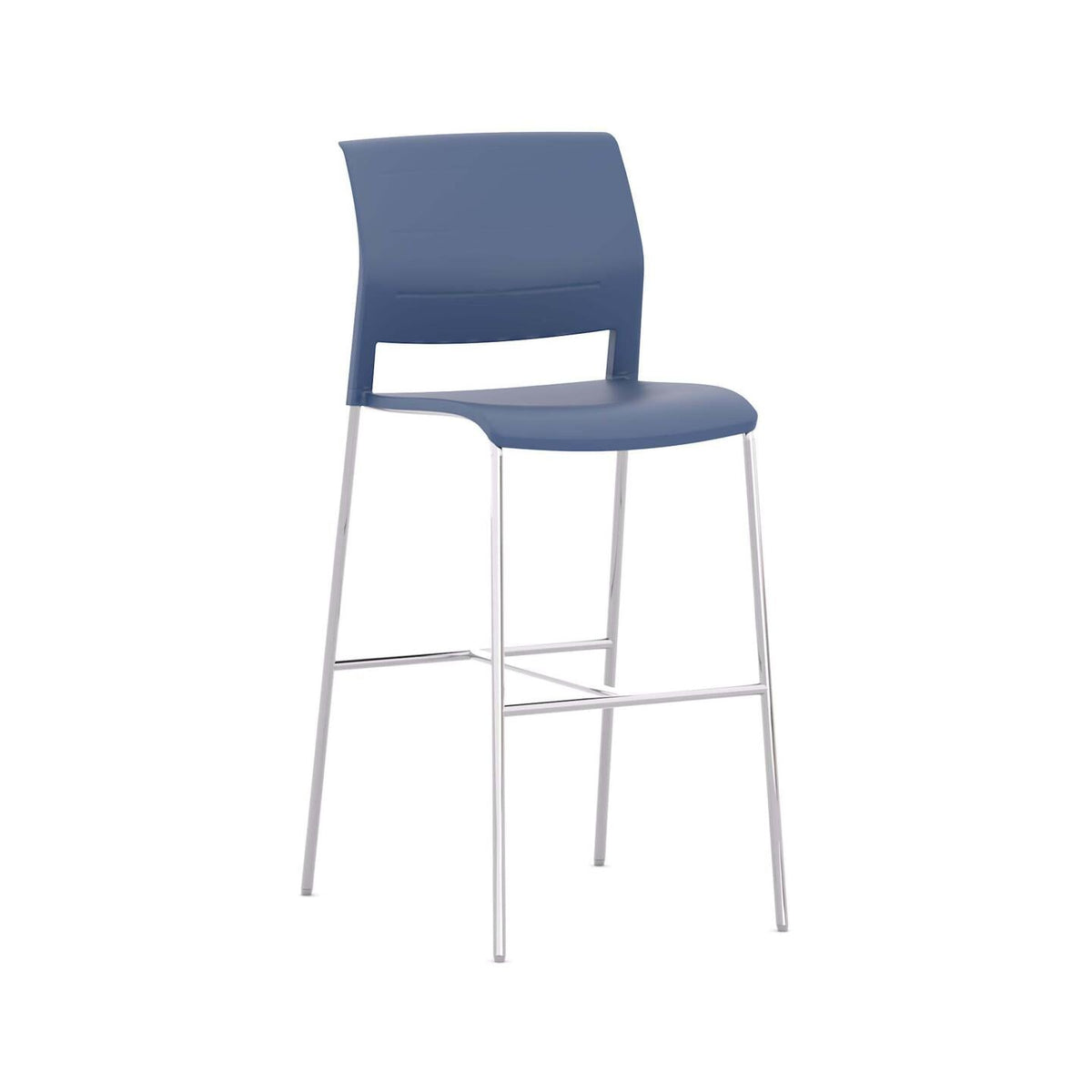 Game Chair Barstool Plain Shell — Chrome, No Upholstery, Indigo