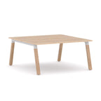 Plantation 2-User Double-Sided Workstation — White, Classic Oak