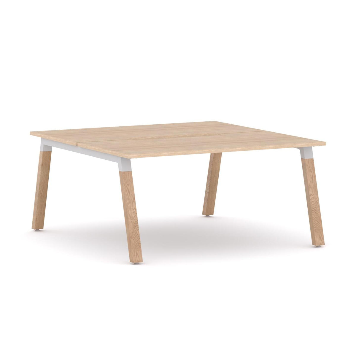 Plantation 2-User Double-Sided Workstation — White, Classic Oak